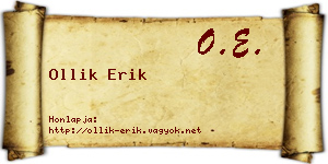 Ollik Erik névjegykártya